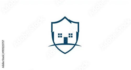 Vector illustration of a business logo featuring an abstract residential house building symbol and a world icon for real estate architecture design