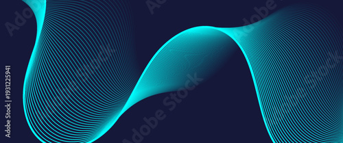 sleek cyan digital wave background featuring fine parallel lines on a dark navy base. sophisticated dark vector background featuring luminous turquoise parallel lines in a fluid, energetic wave.