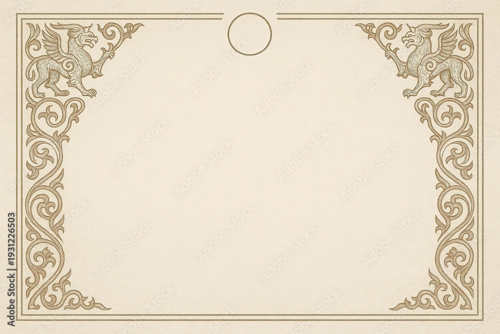 Obraz premium Certificate dan grade diplom karate. Old vintage diplom paper, with frame texture background art design.