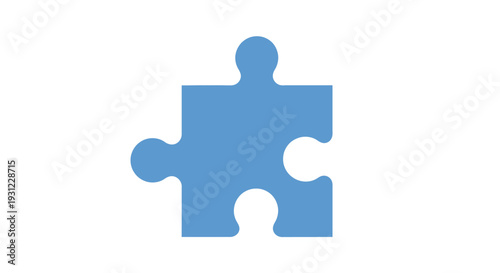 Blue Puzzle Piece Icon on White Background