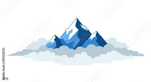 Blue Mountain Peaks Above Clouds Illustration