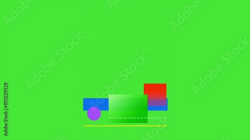 3D Animated Blocks Transition On Green Screen Background

