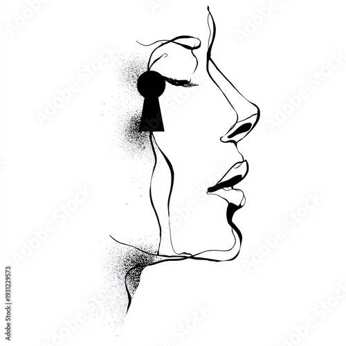 Wallpaper Mural Abstract human head outline created with continuous line art Torontodigital.ca
