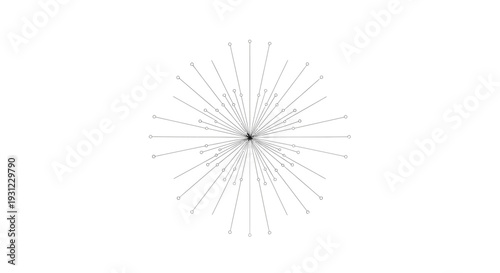 Minimalist radial explosion of lines from a central point, suggesting network expansion or energy dispersal