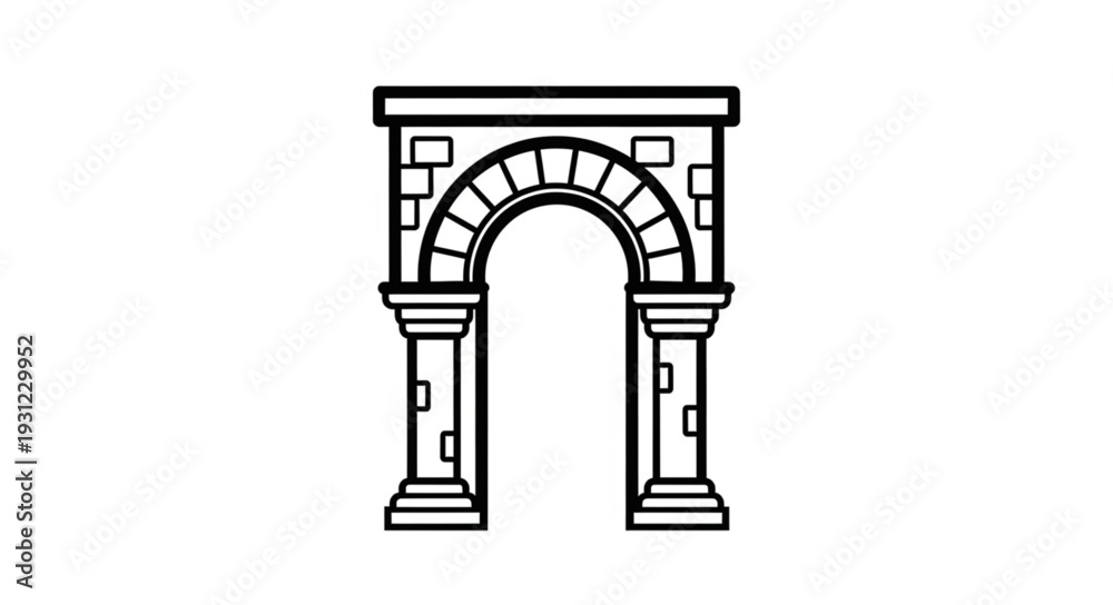 Fototapeta premium Ancient Stone Archway with Columns and Rounded Top.