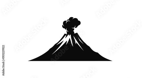 Volcano Eruption Silhouette Icon