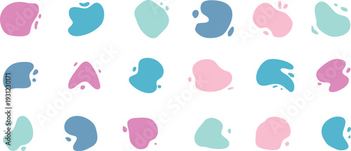 Colorful Organic Blob Illustrations – Modern Aesthetic Pac -splash icons, aesthetic pastel shapes, creative design elements, trendy abstract blobs, hand drawn fluid shapes, pastel branding elements, a