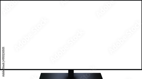 Modern Slim Smart TV Mockup with Blank White Screen Isolated on White Background