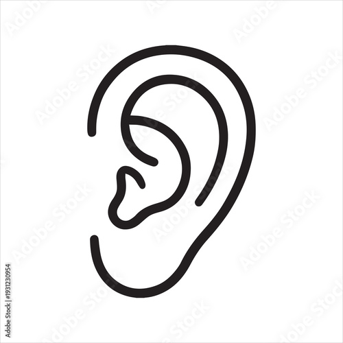 Human ear outline icon vector