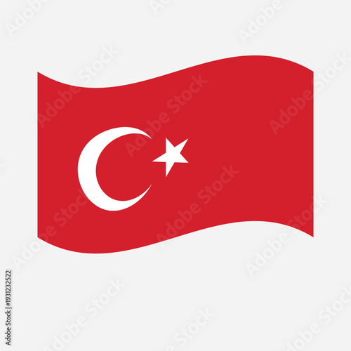 Waving flag of Turkey isolated on white background, national flag and symbol of the Republic of Turkey