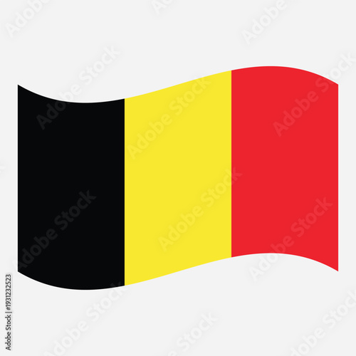 Waving flag of Belgium isolated on white background, national flag and symbol of the Kingdom of Belgium