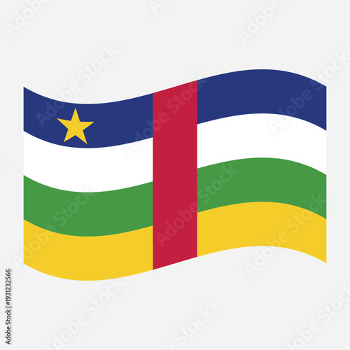 Waving flag of Central African Republic isolated on white background, national flag and symbol of the Central African Republic