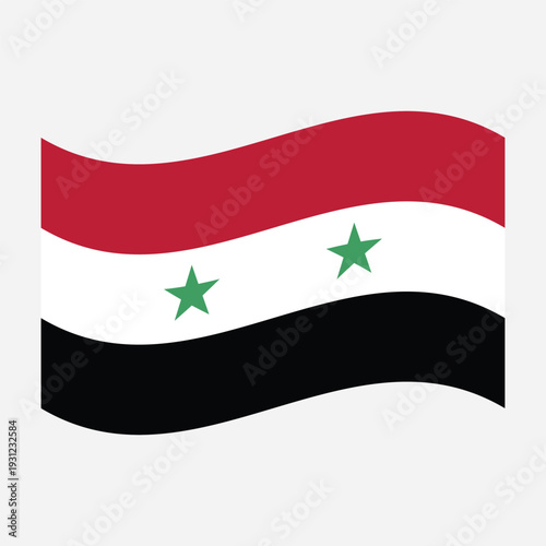 Waving flag of Syria isolated on white background, national flag and symbol of the Syrian Arab Republic