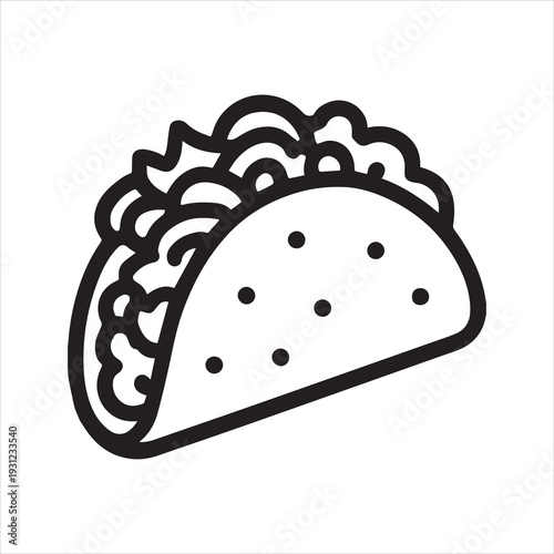 Minimalist vector outline of crunchy taco