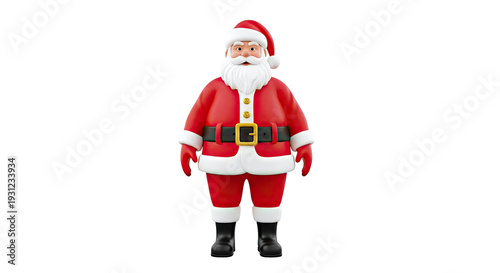3D Cartoon Santa Claus Character on White Background