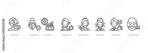 Facial Mask Treatment Banner Illustration Featuring Hydrating Face Mask, Rejuvenating Skin Care, Detox Clay Treatment, Refreshing Beauty Ritual, Moisturizing Facial Therapy and Radiant Glow Session