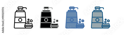 
soap icon set multiple style collection with bath soap , and shampoo design