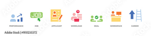 Professional Task Management Icons set vector illustration glyph color with TASK DONE, JOB INTERVIEW, EMPLOYEES, TASK, MEETING, COMPANY, LEADER