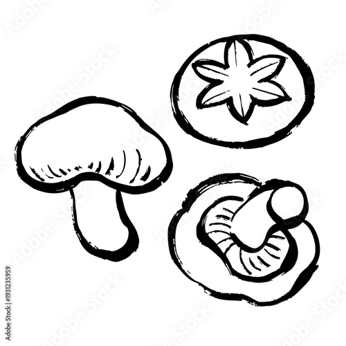 しいたけの線画イラスト
