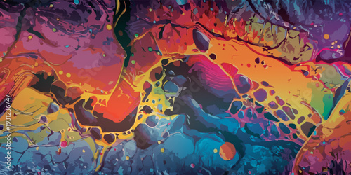 Vibrant Abstract Fluid Art with Swirling Colors and Organic Shapes.