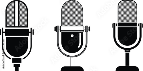 Microphone vector set, collection of microphone illustrations
