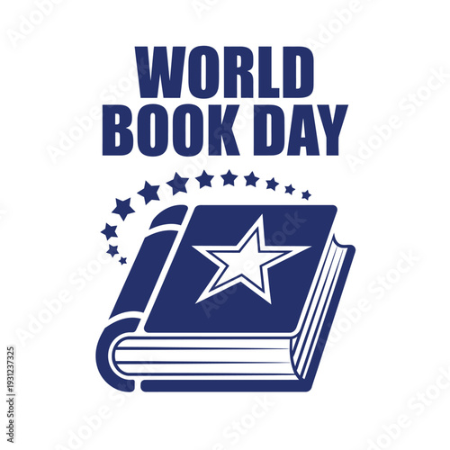 World Book Day Poster with Book and Star Illustration