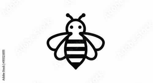 Simple Black and White Bee Illustration 1.