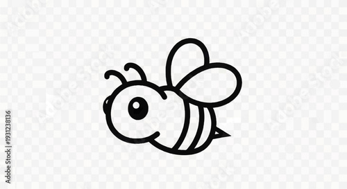 Simple Black and White Bee Illustration 3.
