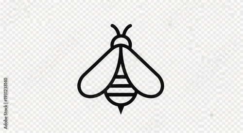 Simple black and white bee illustration 4.