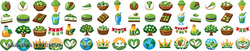 World Pistachio Day Icon Set Nut Celebration Food Illustration Collection