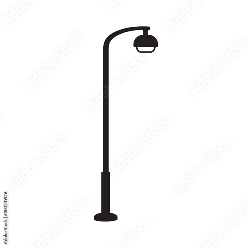 Black street lamp on white background