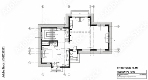 Architectural structural plan with dimensions and details.