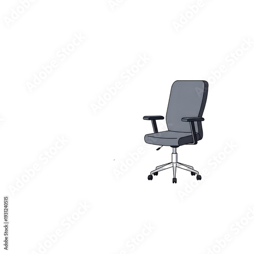 Gray office chair with black armrests and metal base