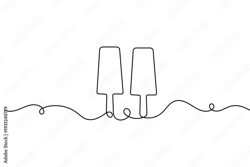 Obraz premium Popsicle line art drawing minimalist ice cream bar outline vector illustration on white background