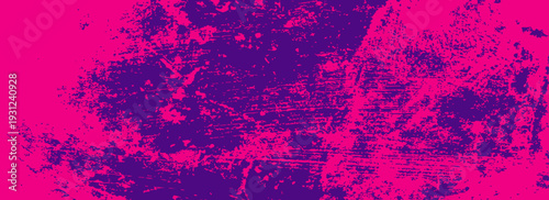 Abstract pink and purple colored background with dynamic expressive brush strokes. Brush drawn scratches splatter grunge distressed background. Grainy bold brush strokes texture. Urban punk