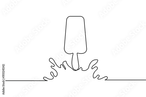 Continuous one line drawing of an ice cream bar minimalist dessert outline vector illustration