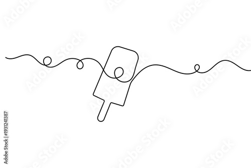 Continuous one line drawing of an ice cream bar minimalist dessert outline vector illustration