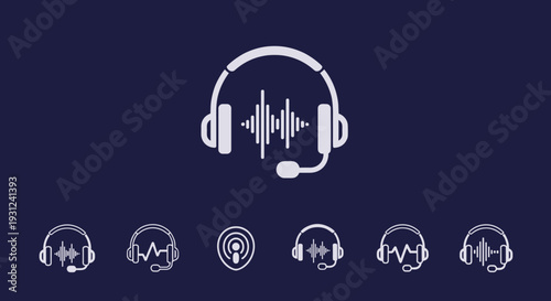 Headset with Sound Waves Icon Design.