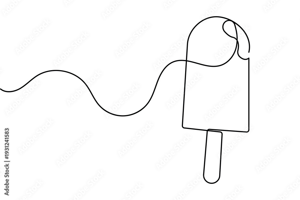 Obraz premium Continuous one line drawing of an ice cream bar minimalist dessert outline vector illustration