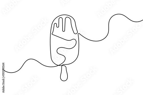 Continuous one line drawing of an ice cream bar minimalist dessert outline vector illustration
