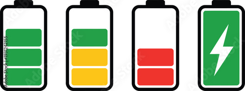 Four battery icons showing different levels of charge Vector