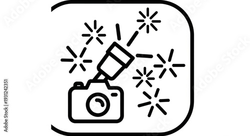 Camera with fireworks icon.
