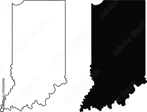 Schilderij op canvas A black and white illustration of the state of indiana Vector