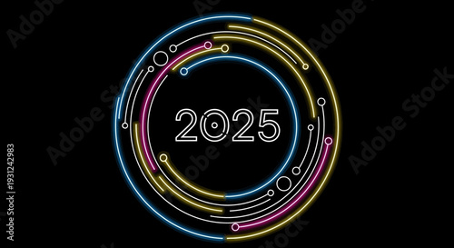Neo light Effect 2025 Neo Light with circle title 2025 on it . 