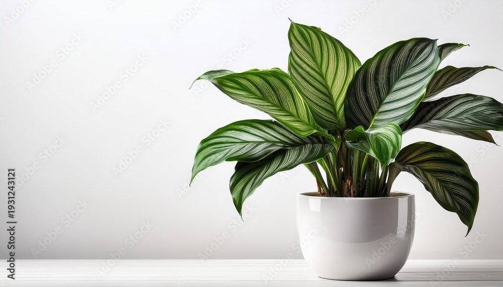 Fototapeta premium Calathea Plant In A White Pot On White Background