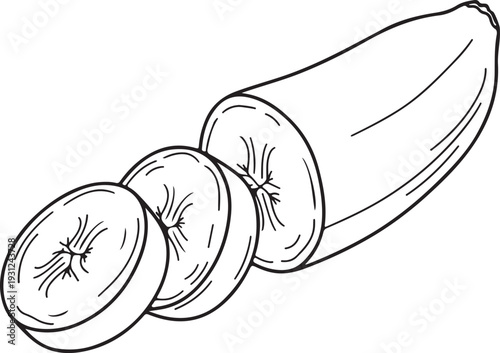 Sliced Banana Vector Silhouette Healthy Fruit Cut into Pieces Tropical Food