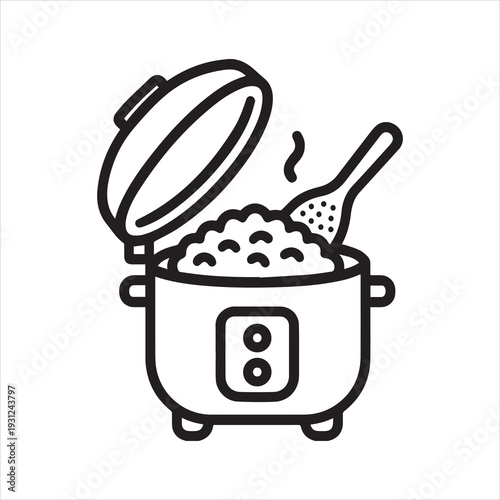 Rice cooker outline icon vector