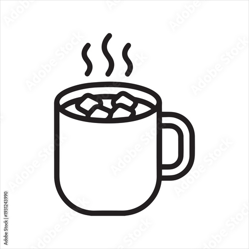 Outline icon of steaming hot chocolate
