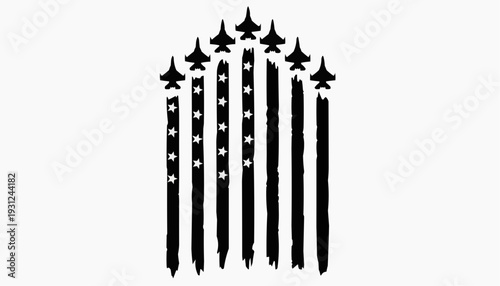American Flag with Military Jets – Patriotic Air Force Emblem Illustration