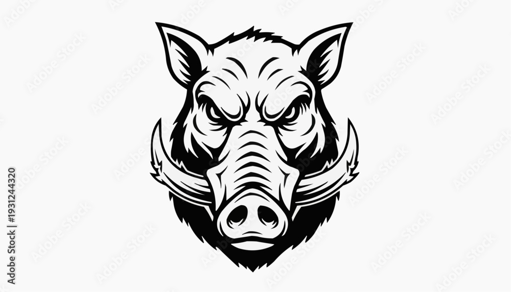 Obraz premium Wild Boar Head – Fierce Animal Mascot Illustration